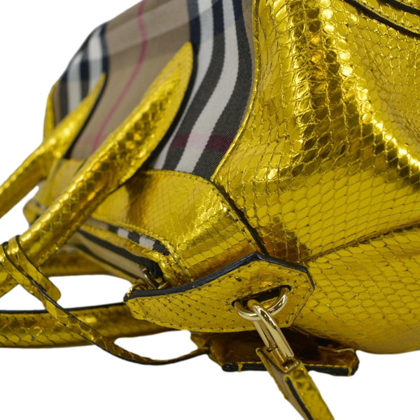 BURBERRY Blaze Nova Check Canvas Satchel Bag Gold