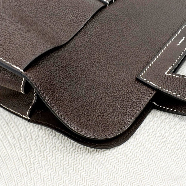 HERMES Halzan 31 Clemence Leather Crossbody Bag Etoupe