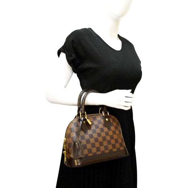 LOUIS VUITTON Alma BB Damier Ebene Satchel Crossbody Bag Brown