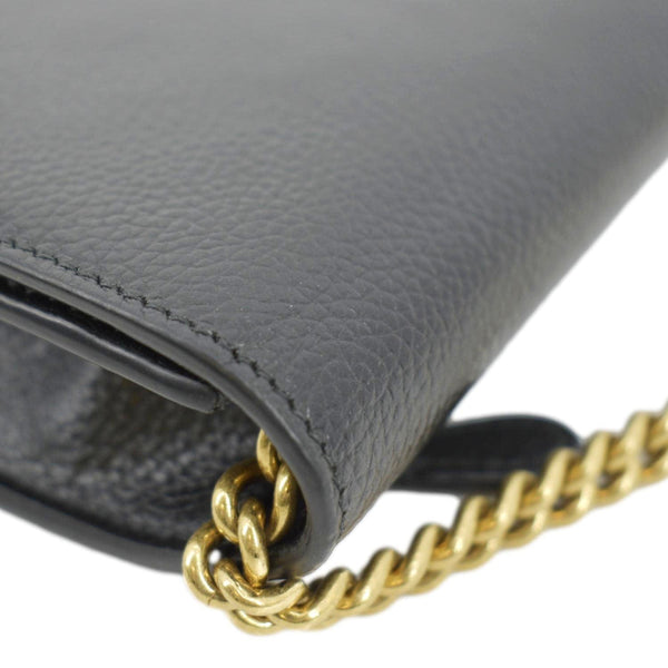 BALENCIAGA Wallet on Chain Leather Shoulder Bag Black
