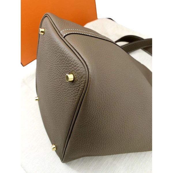 HERMES Picotin Lock 18 PM Taurillon Clemence Leather Bag Etoupe