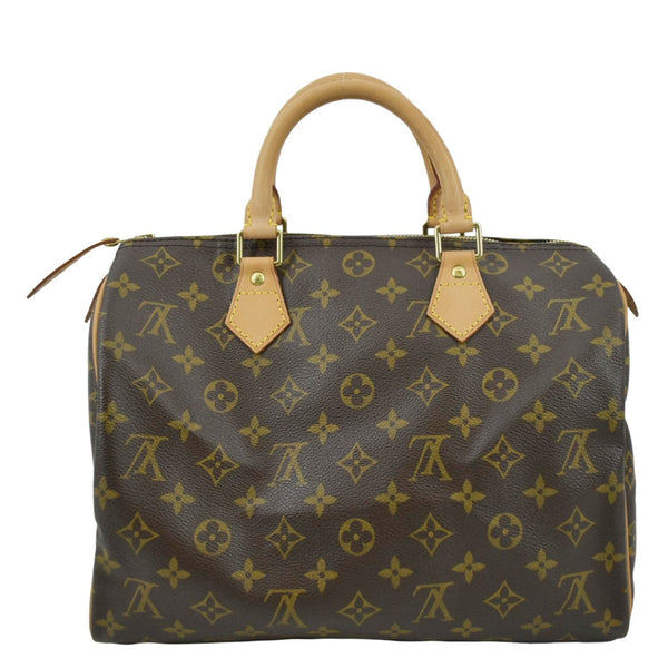 LOUIS VUITTON Speedy 30 Monogram Canvas Satchel Bag Brown