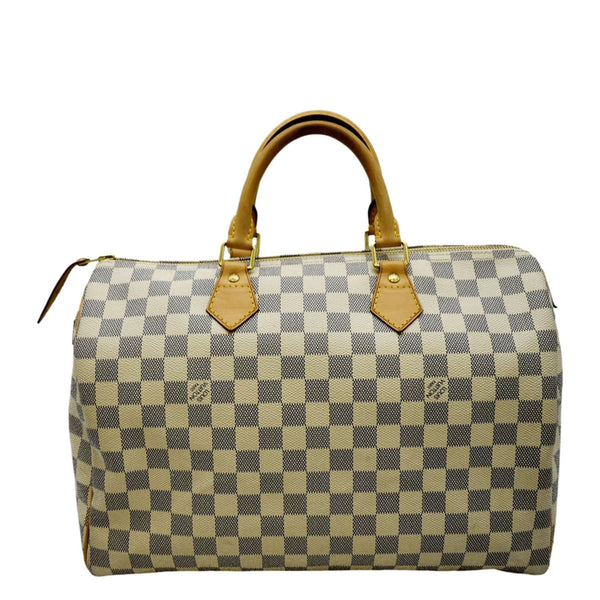 LOUIS VUITTON Speedy 35 Damier Azur Satchel Bag White