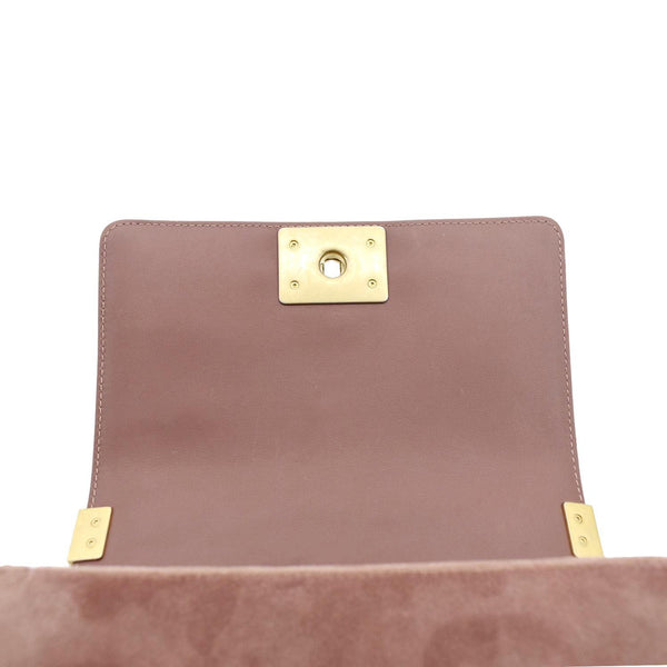 CHANEL Small Boy CC Chain Velvet Shoulder Bag Pink