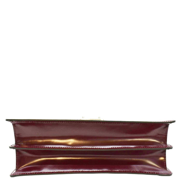 GUCCI Lady Lock Leather Top Handle Satchel Bag Purple Wine 331823