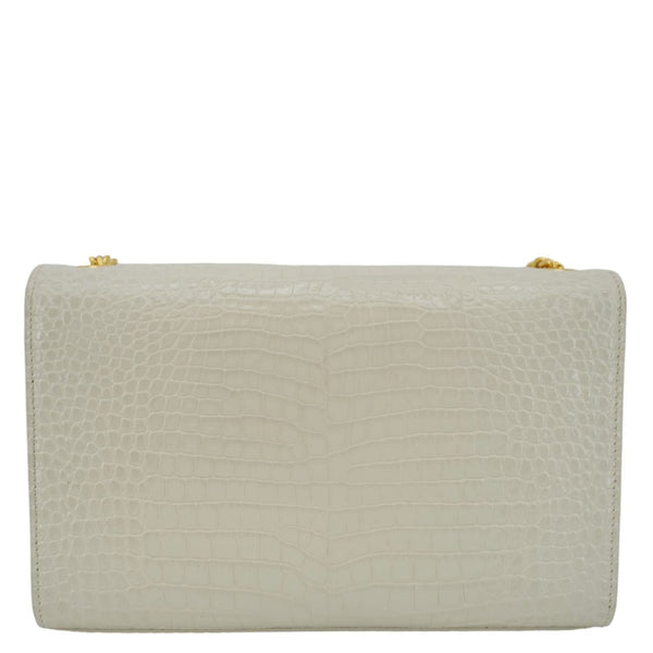 YVES SAINT LAURENT Kate Tassel Medium Crocodile Embossed Leather Crossbody Bag White