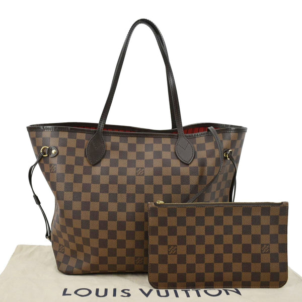 LOUIS VUITTON Neverfull MM Damier Ebene Tote Bag Brown