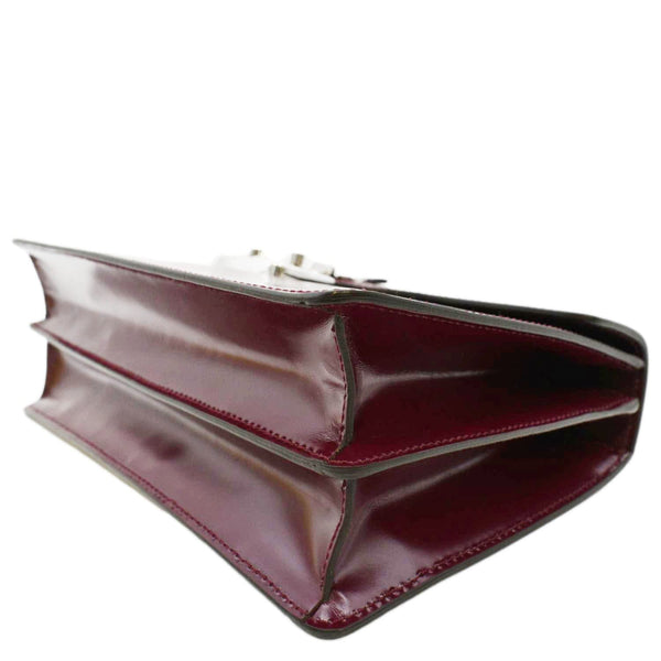 GUCCI Lady Lock Leather Top Handle Satchel Bag Purple Wine 331823