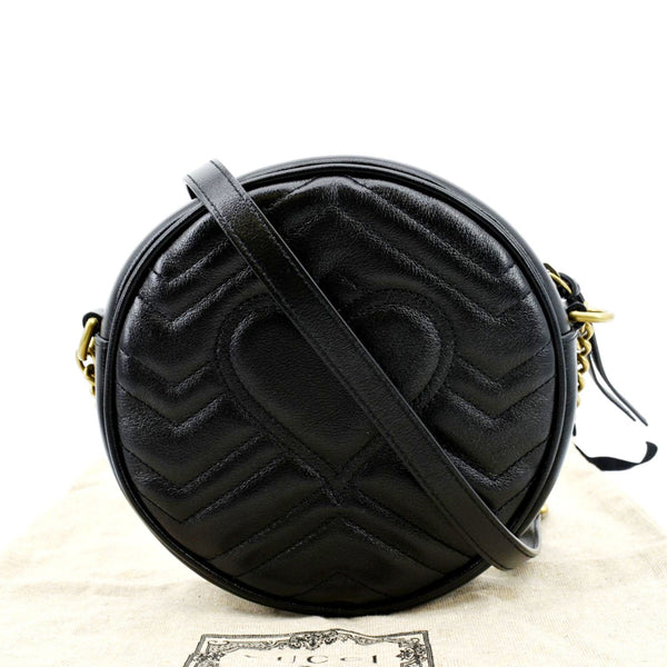 GUCCI GG Marmont Mini Round Leather Crossbody Bag Black 550154