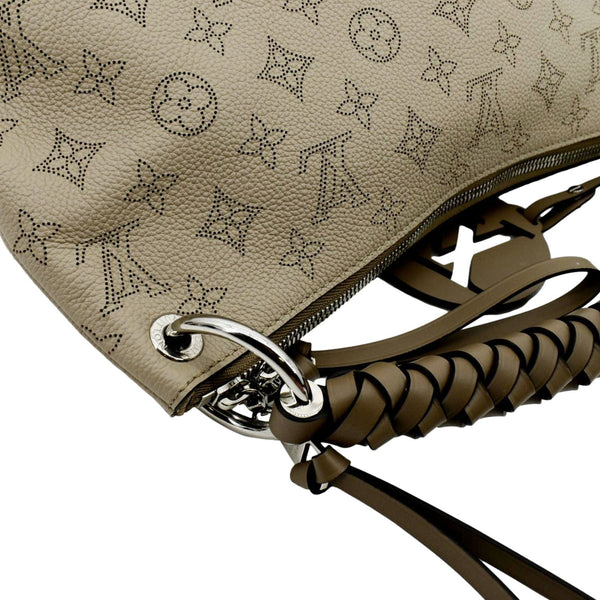 LOUIS VUITTON Beaubourg Mahina MM Leather Hobo Shoulder Bag Beige