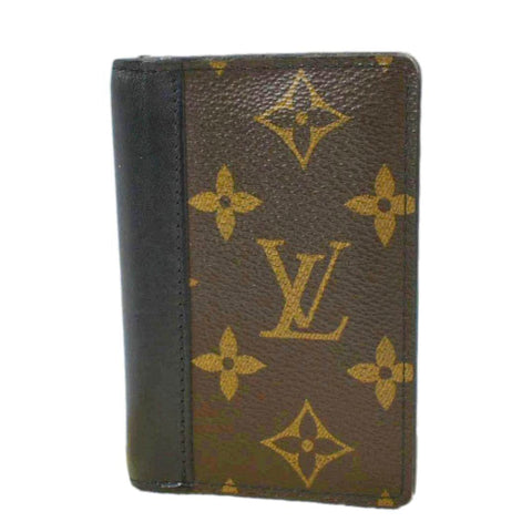 LOUIS VUITTON Pocket Organizer Monogram Canvas Wallet Black/Brown