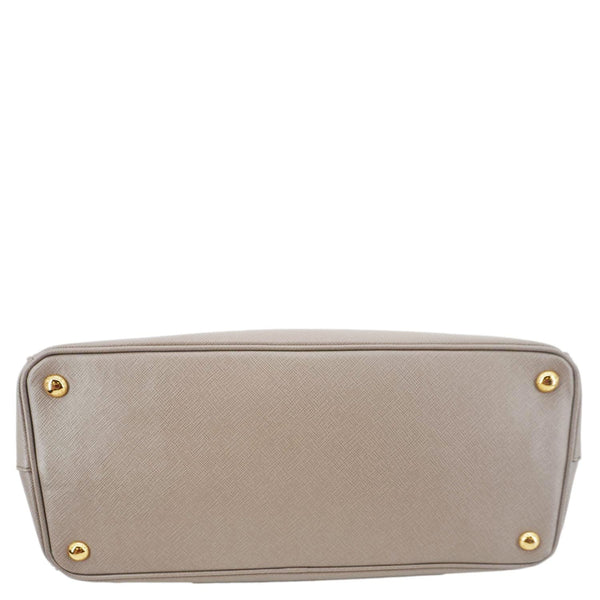 PRADA Double Zip Medium Lux Saffiano Leather Tote Argilla