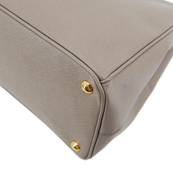 PRADA Double Zip Medium Lux Saffiano Leather Tote Argilla