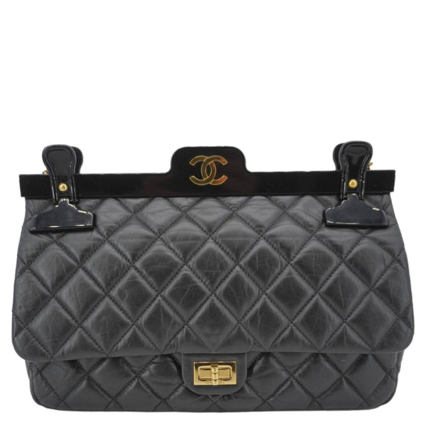 CHANEL 2.55 Reissue Hanger Flap Quilted Leather Crossbody Bag Black