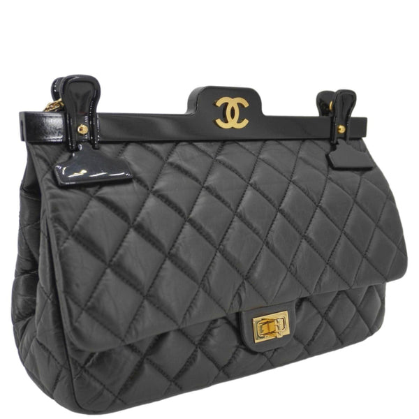 CHANEL 2.55 Reissue Hanger Flap Quilted Leather Crossbody Bag Black