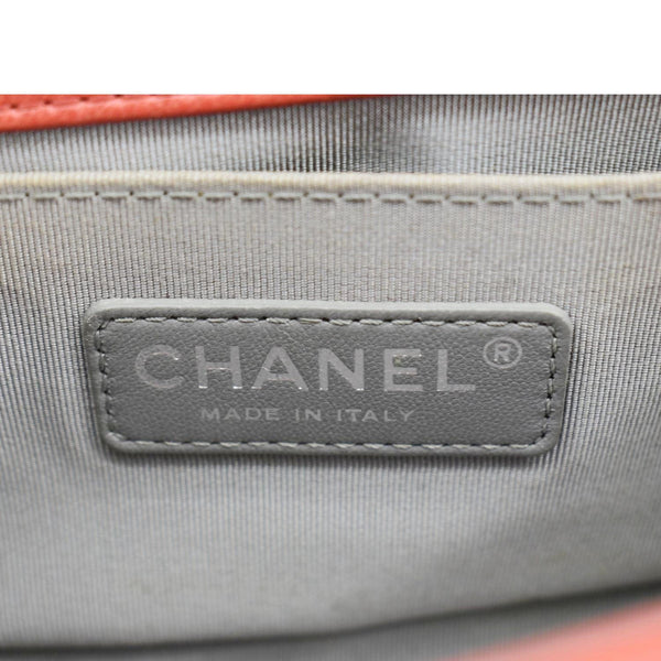 CHANEL Double Stitch Small Boy Flap Quilted Leather Shoulder Bag Red