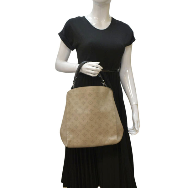 LOUIS VUITTON Babylone Mahina Calfskin Leather Shoulder Bag Galet