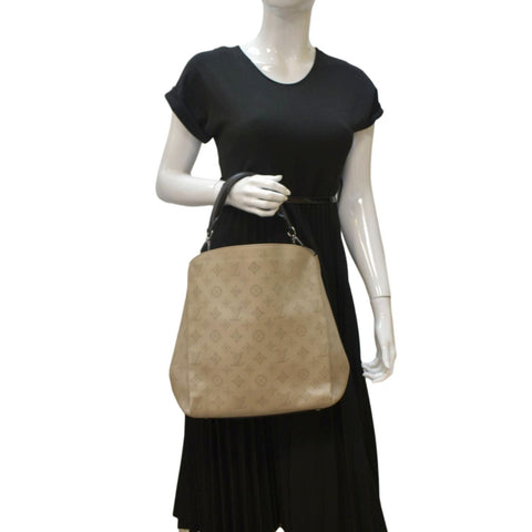 LOUIS VUITTON Babylone Mahina Calfskin Leather Shoulder Bag Galet