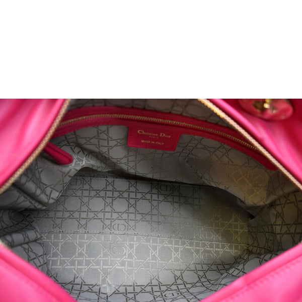 Christian Dior Large Lady Dior Lambskin Shoulder Bag in red color