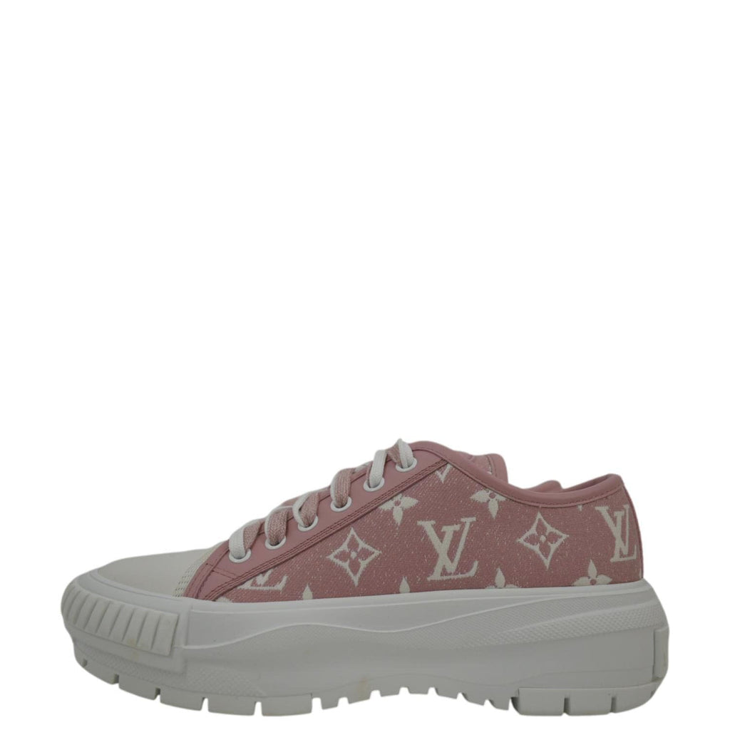 LOUIS VUITTON Denim Monogram Squad Sneakers 41 Pink 1273599