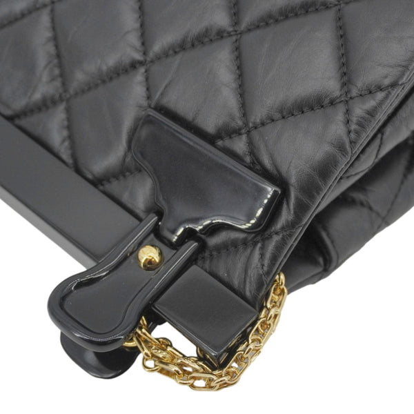 CHANEL 2.55 Reissue Hanger Flap Quilted Leather Crossbody Bag Black