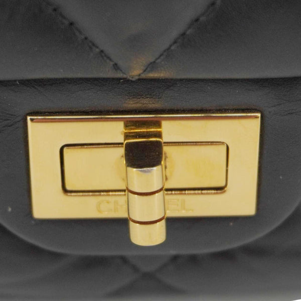 CHANEL 2.55 Reissue Hanger Flap Quilted Leather Crossbody Bag Black