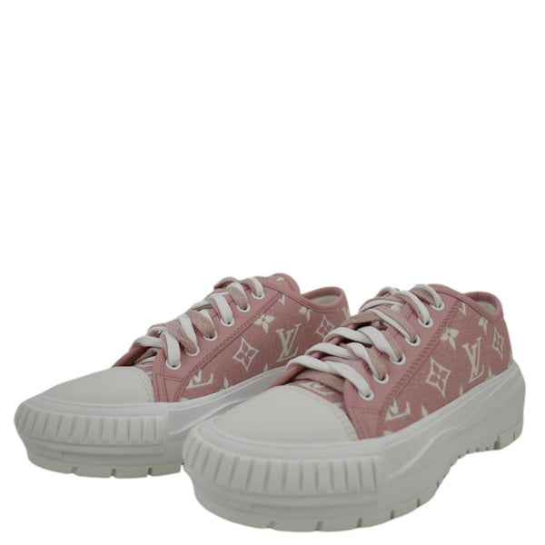 LOUIS VUITTON Squad Trainers Monogram Denim Sneakers Pink Size 37