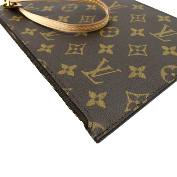 LOUIS VUITTON Neverfull Monogram Canvas Pochette Wristlet Pouch Brown