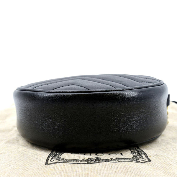 GUCCI GG Marmont Mini Round Leather Crossbody Bag Black 550154