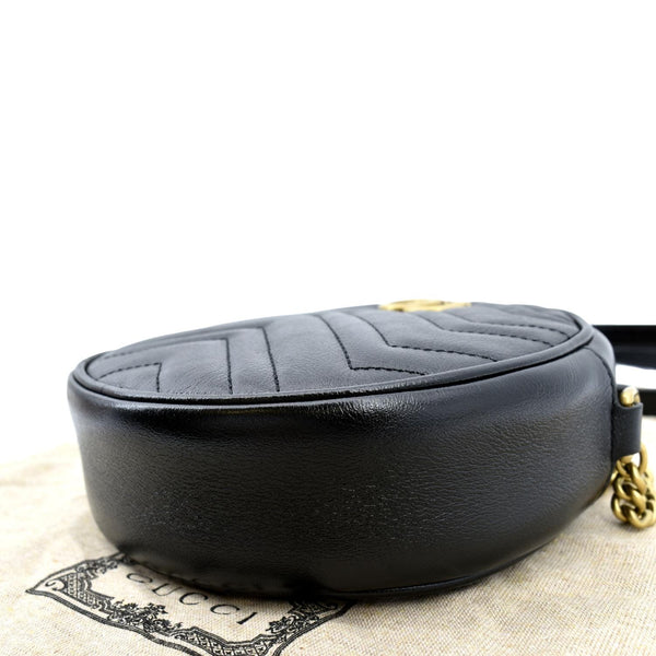 GUCCI GG Marmont Mini Round Leather Crossbody Bag Black 550154