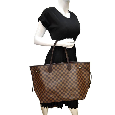 LOUIS VUITTON Neverfull GM Damier Ebene Tote Shoulder Bag Brown