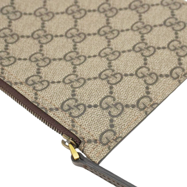 GUCCI GG Supreme Canvas Wristlet Beige 539335