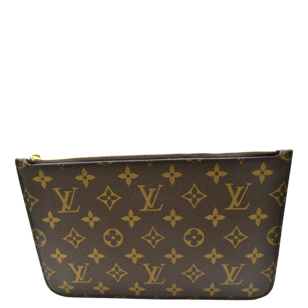 LOUIS VUITTON Neverfull Monogram Canvas Pochette Wristlet Pouch Brown
