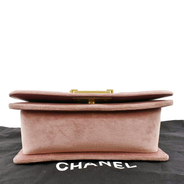 CHANEL Small Boy CC Chain Velvet Shoulder Bag Pink