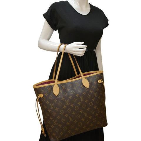 LOUIS VUITTON Neverfull MM Monogram Canvas Tote Bag Brown