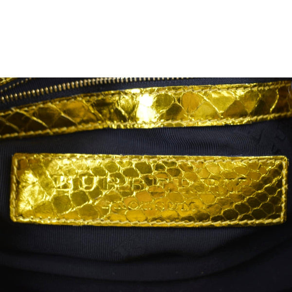BURBERRY Blaze Nova Check Canvas Satchel Bag Gold