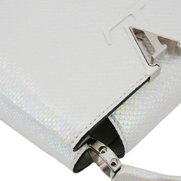 LOUIS VUITTON Capucines Mini Karung Leather Shoulder Bag White