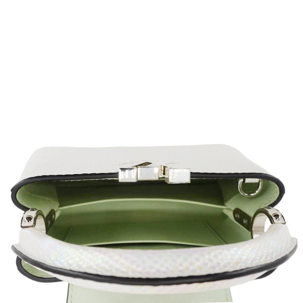 LOUIS VUITTON Capucines Mini Karung Leather Shoulder Bag White