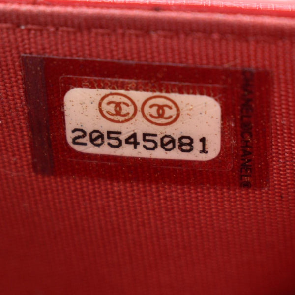 CHANEL Boy Woc Wallet on Chain Quilted Patent Leather Shoulder Bag Red