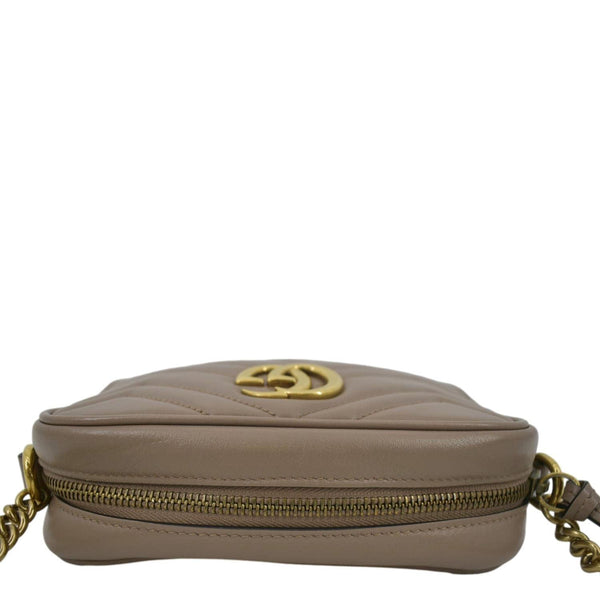 GUCCI GG Marmont Mini Matelasse Leather Crossbody Bag Dust Pink 448065