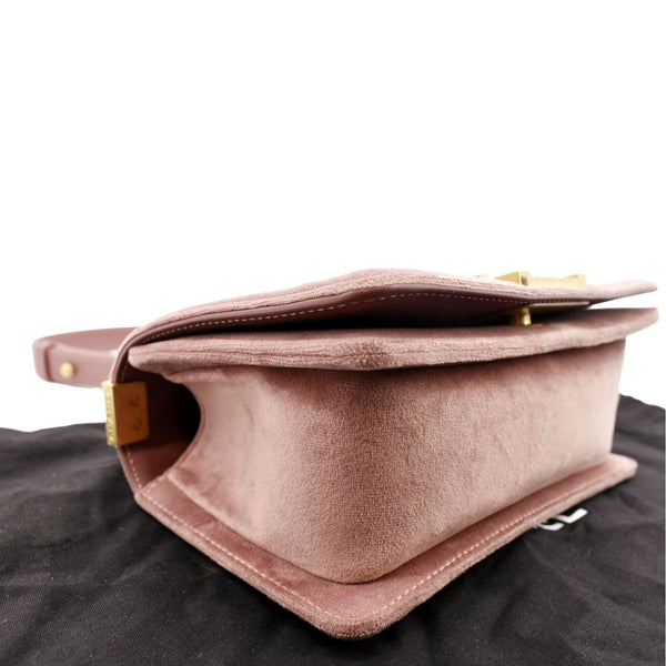 CHANEL Small Boy CC Chain Velvet Shoulder Bag Pink