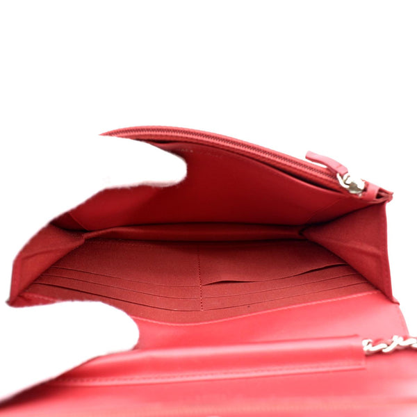 CHANEL Boy Woc Wallet on Chain Quilted Patent Leather Shoulder Bag Red