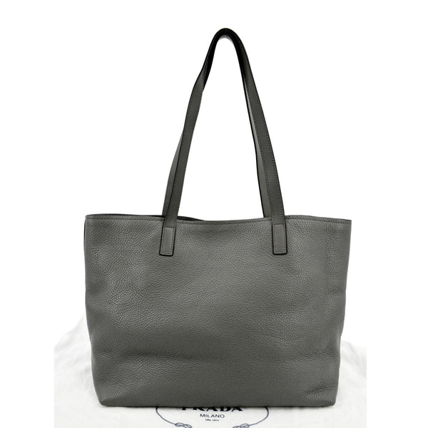 PRADA Vitello Daino Leather Tote Bag Dark Grey
