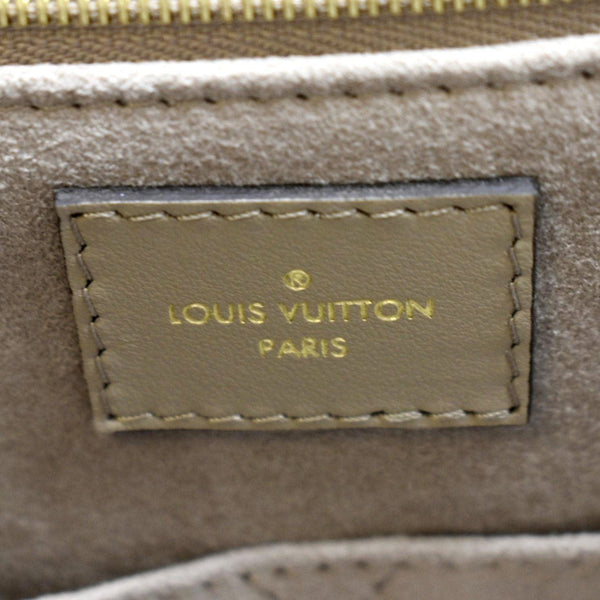 LOUIS VUITTON Onthego MM Giant Monogram Empreinte Leather Tote Bag Beige