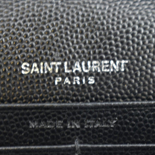 YVES SAINT LAURENT Cassandre Chain Wallet Leather Crossbody Bag Black