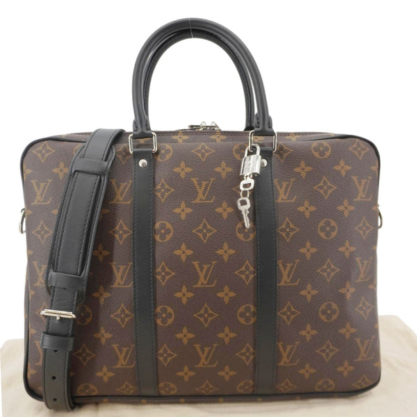 LOUIS VUITTON Porte Documents Voyage PM Monogram Canvas Briefcase Bag Brown