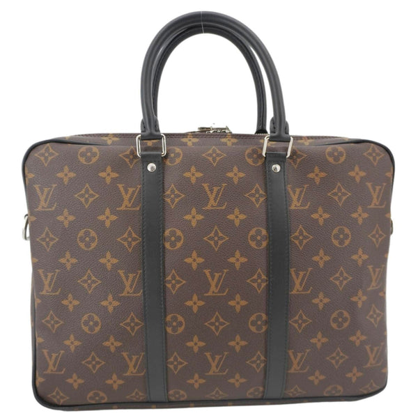 LOUIS VUITTON Porte Documents Voyage PM Monogram Canvas Briefcase Bag Brown
