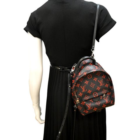 LOUIS VUITTON Palm Springs Mini Monogram Infrarouge Canvas Backpack Bag Black