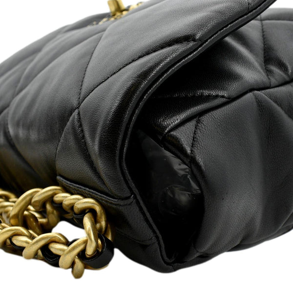 CHANEL 19 Flap Quilted Lambskin Leather Shoulder Bag Black