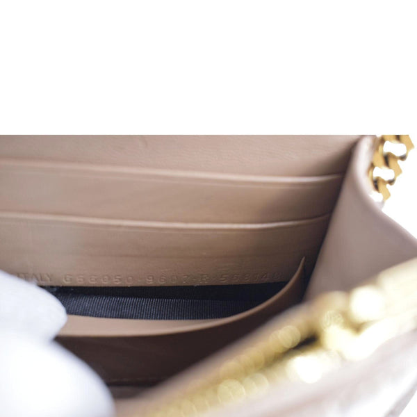 BALENCIAGA Hourglass Crocodile Embossed Leather Chain Shoulder Bag Light Brown